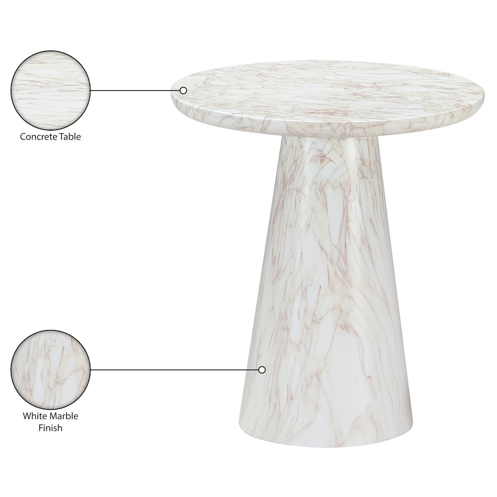 Cassino White Concrete Indoor/Outdoor End Table. Picture 7