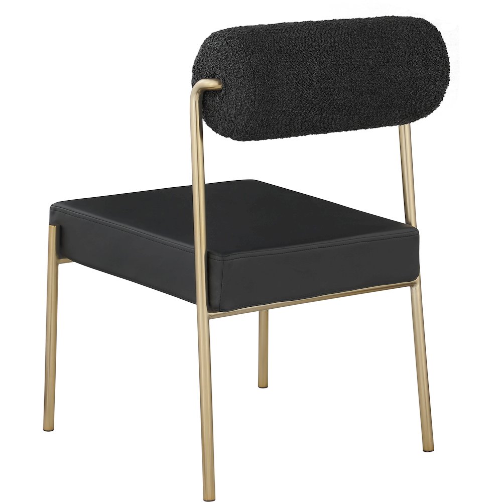 Carly Black Vegan Leather Seat / Boucle Fabric Back Dining Chair, Set of 2. Picture 2