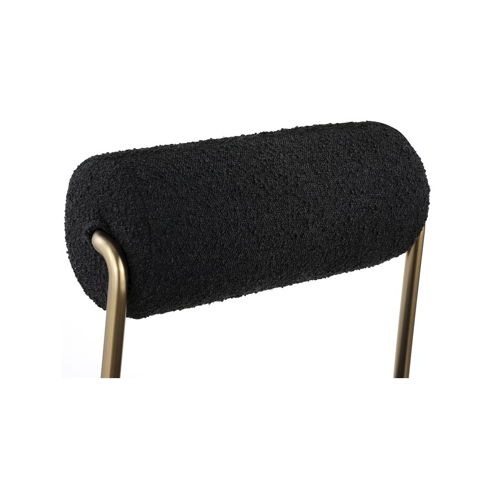 Carly Black Vegan Leather Seat / Boucle Fabric Back Dining Chair, Set of 2. Picture 5