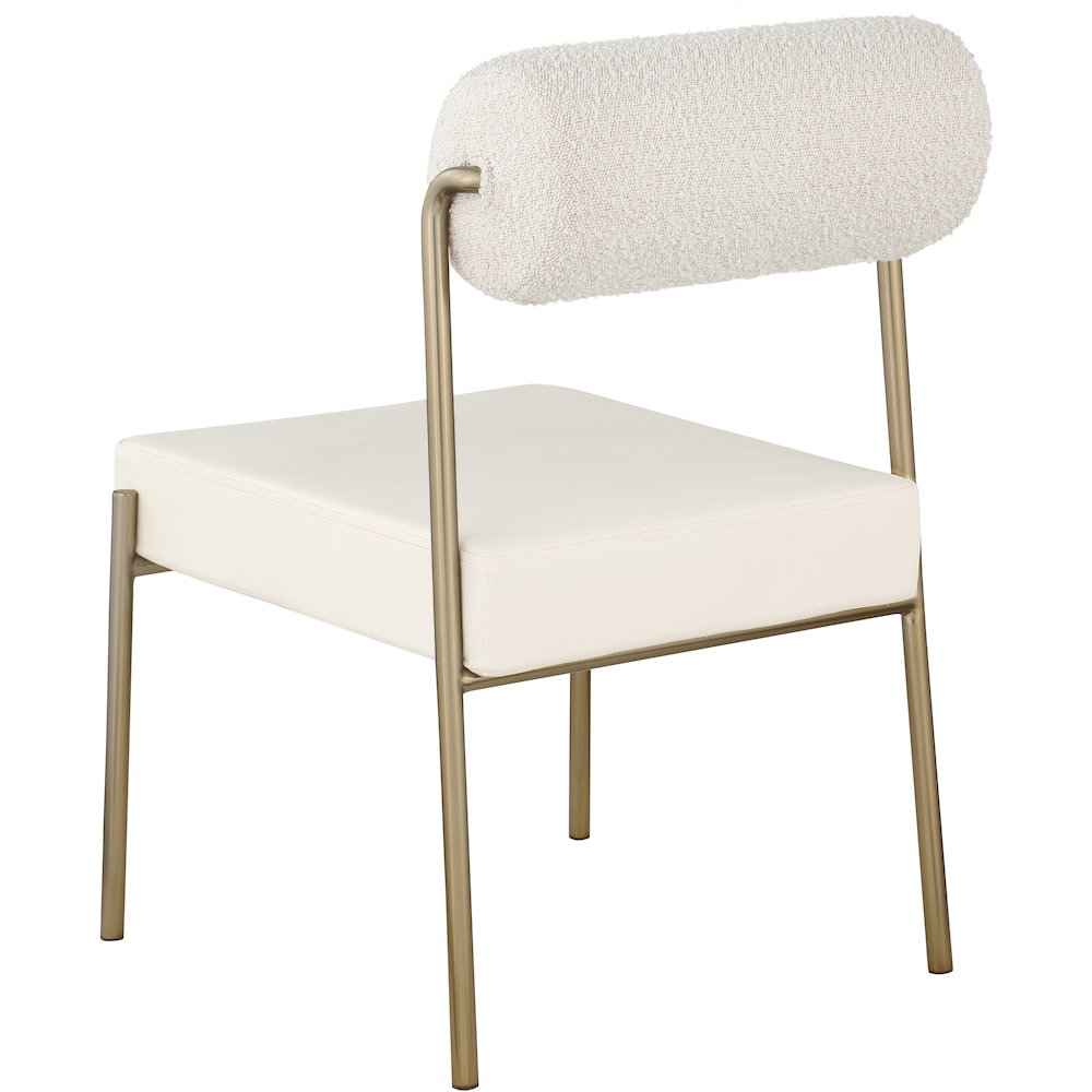Carly Cream Vegan Leather Seat / Boucle Fabric Back Dining Chair, Set of 2. Picture 2