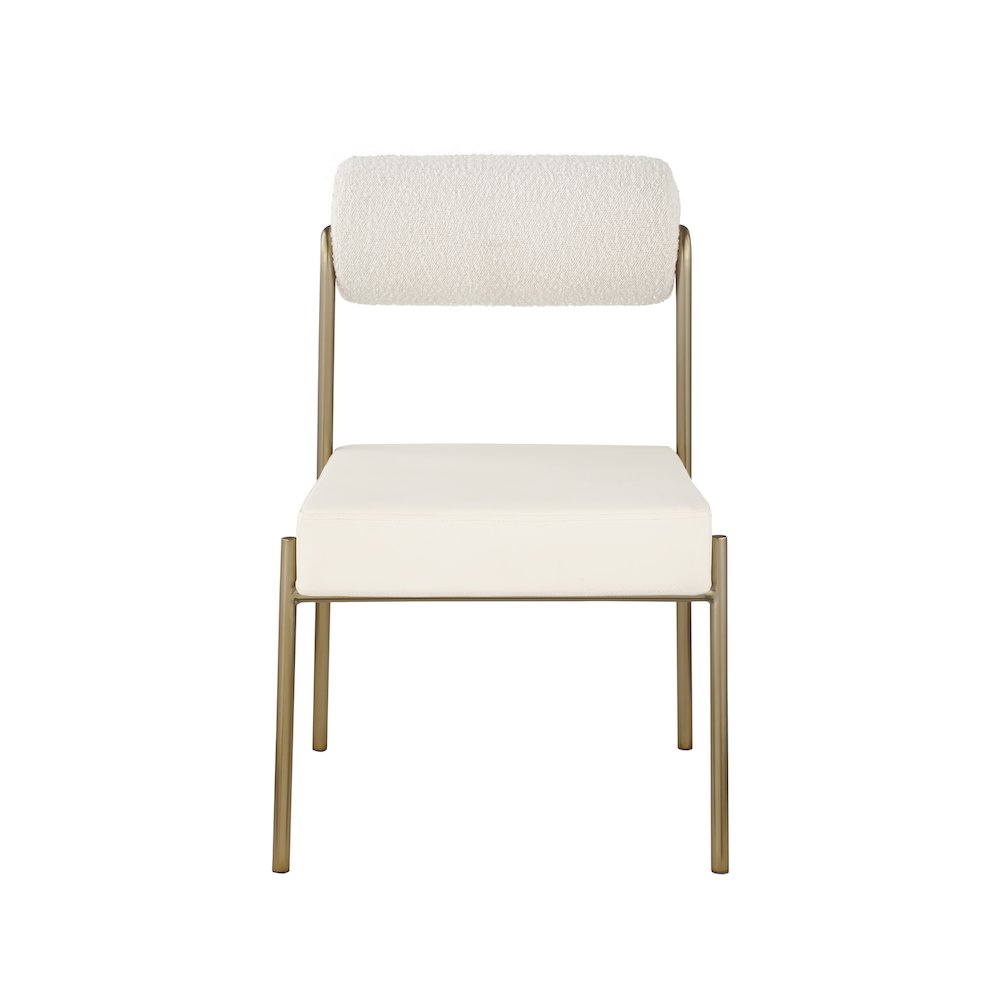 Carly Cream Vegan Leather Seat / Boucle Fabric Back Dining Chair, Set of 2. Picture 3
