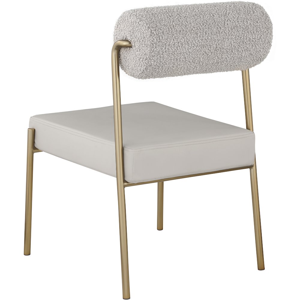 Carly Taupe Vegan Leather Seat / Boucle Fabric Back Dining Chair, Set of 2. Picture 2