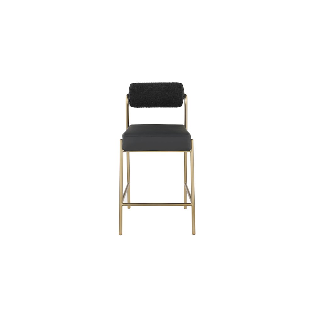 Carly Black Vegan Leather Seat / Boucle Fabric Back Counter Stool. Picture 3