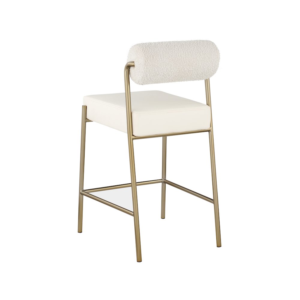 Carly Cream Vegan Leather Seat / Boucle Fabric Back Counter Stool. Picture 2