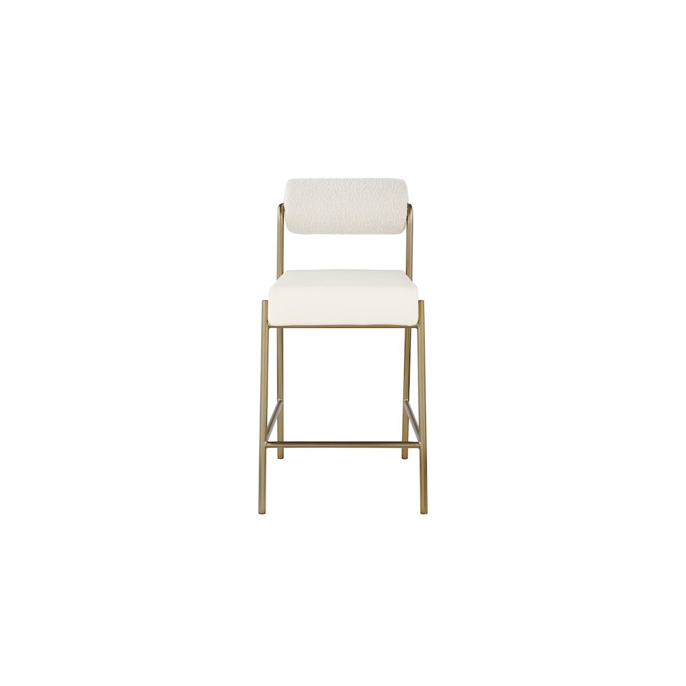 Carly Cream Vegan Leather Seat / Boucle Fabric Back Counter Stool. Picture 3