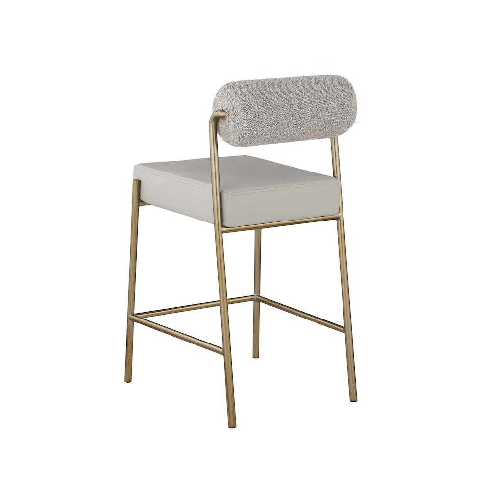 Carly Taupe Vegan Leather Seat / Boucle Fabric Back Counter Stool. Picture 2