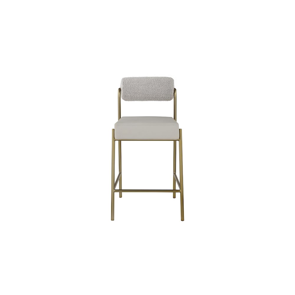 Carly Taupe Vegan Leather Seat / Boucle Fabric Back Counter Stool. Picture 3
