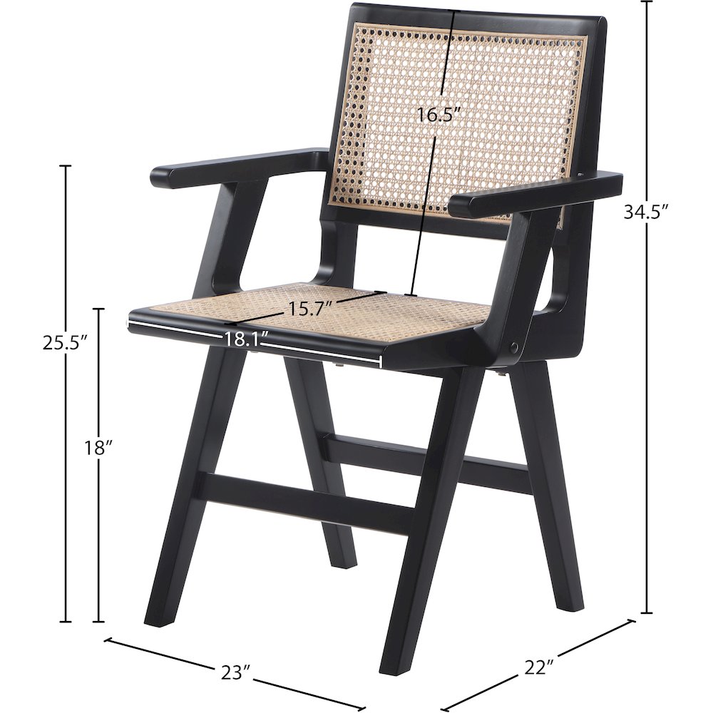Preston Black Wood Dining Arm Chair, Set of 2. Picture 7
