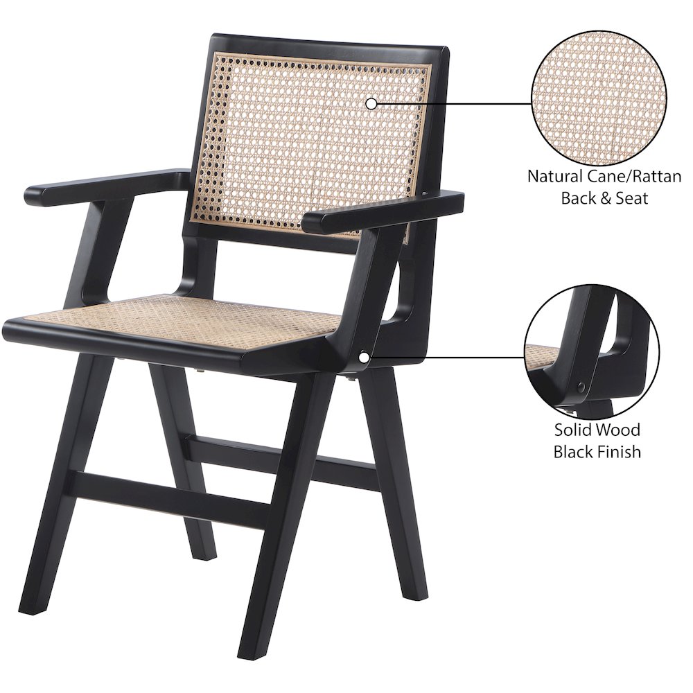 Preston Black Wood Dining Arm Chair, Set of 2. Picture 8