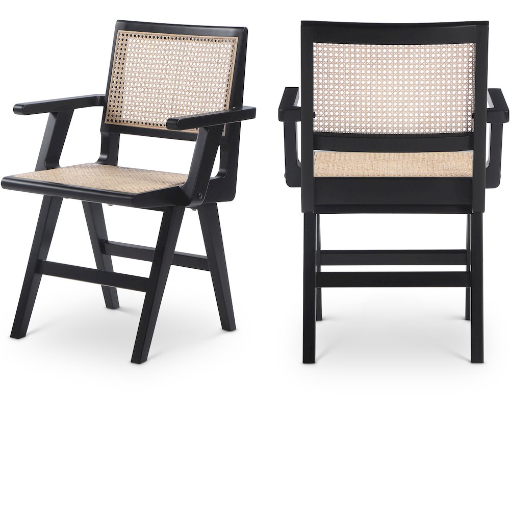 Preston Black Wood Dining Arm Chair, Set of 2. Picture 1