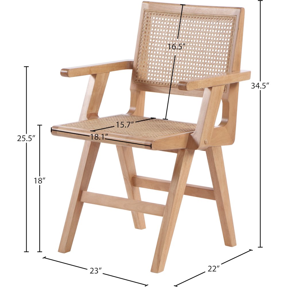 Preston Natural Wood Dining Arm Chair, Set of 2. Picture 7