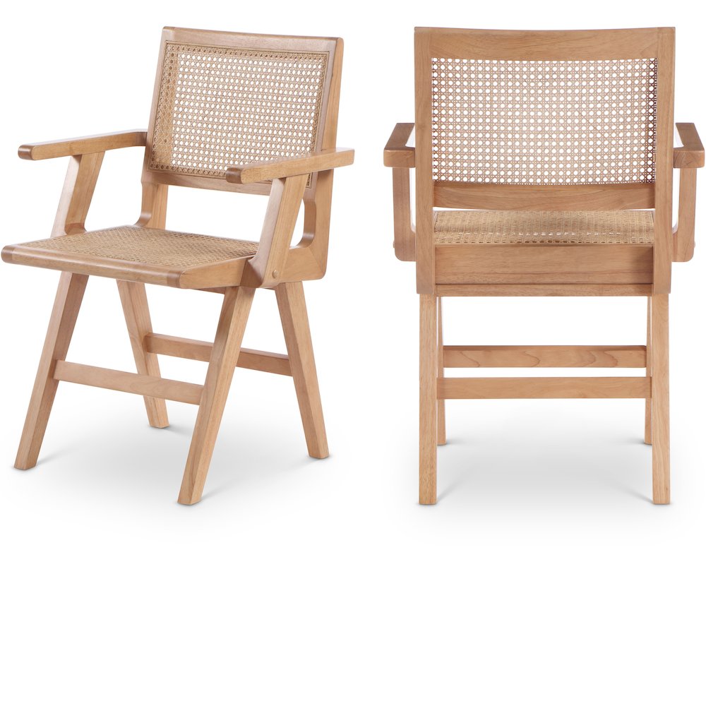 Preston Natural Wood Dining Arm Chair, Set of 2. Picture 1