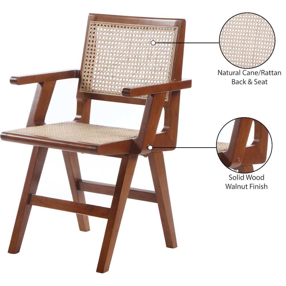 Preston Walnut Wood Dining Arm Chair, Set of 2. Picture 8