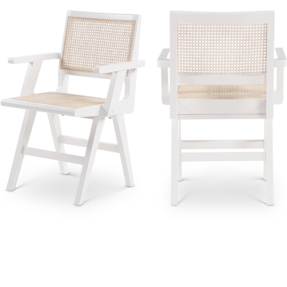 Preston White Wood Dining Arm Chair, Set of 2. Picture 1