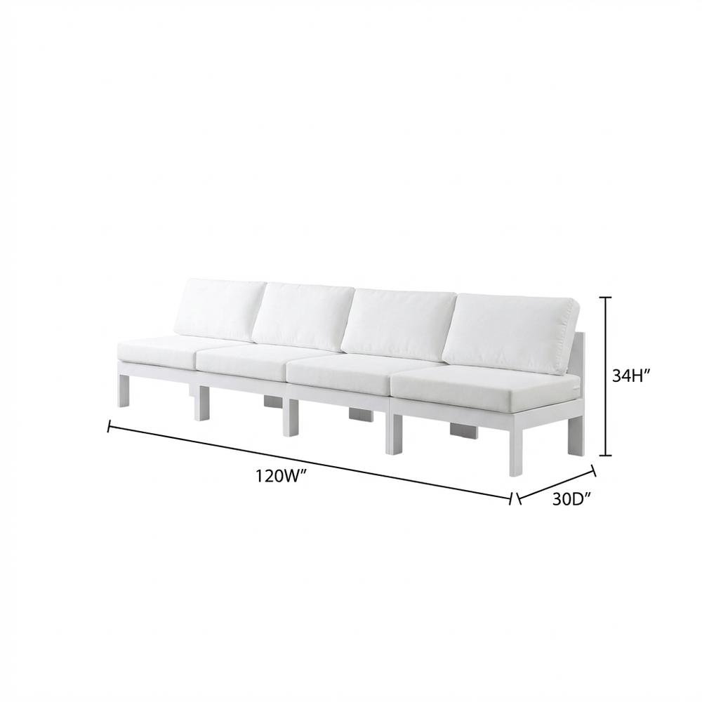 White Fabric Outdoor Patio Modular Sofa, Contemporary Style, Cushioned Seat. Picture 7