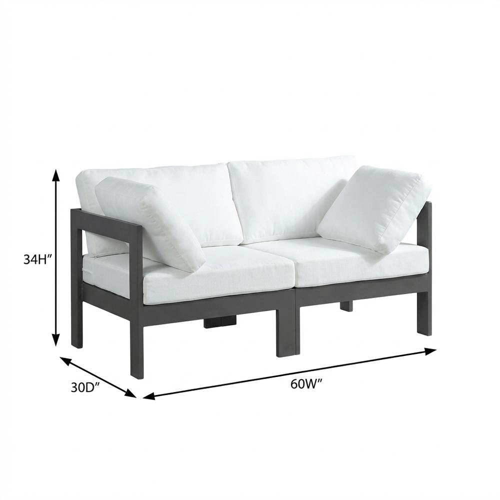 White Fabric Outdoor Modular Sofa With Contemporary Style And Cushioned Seating. Picture 7