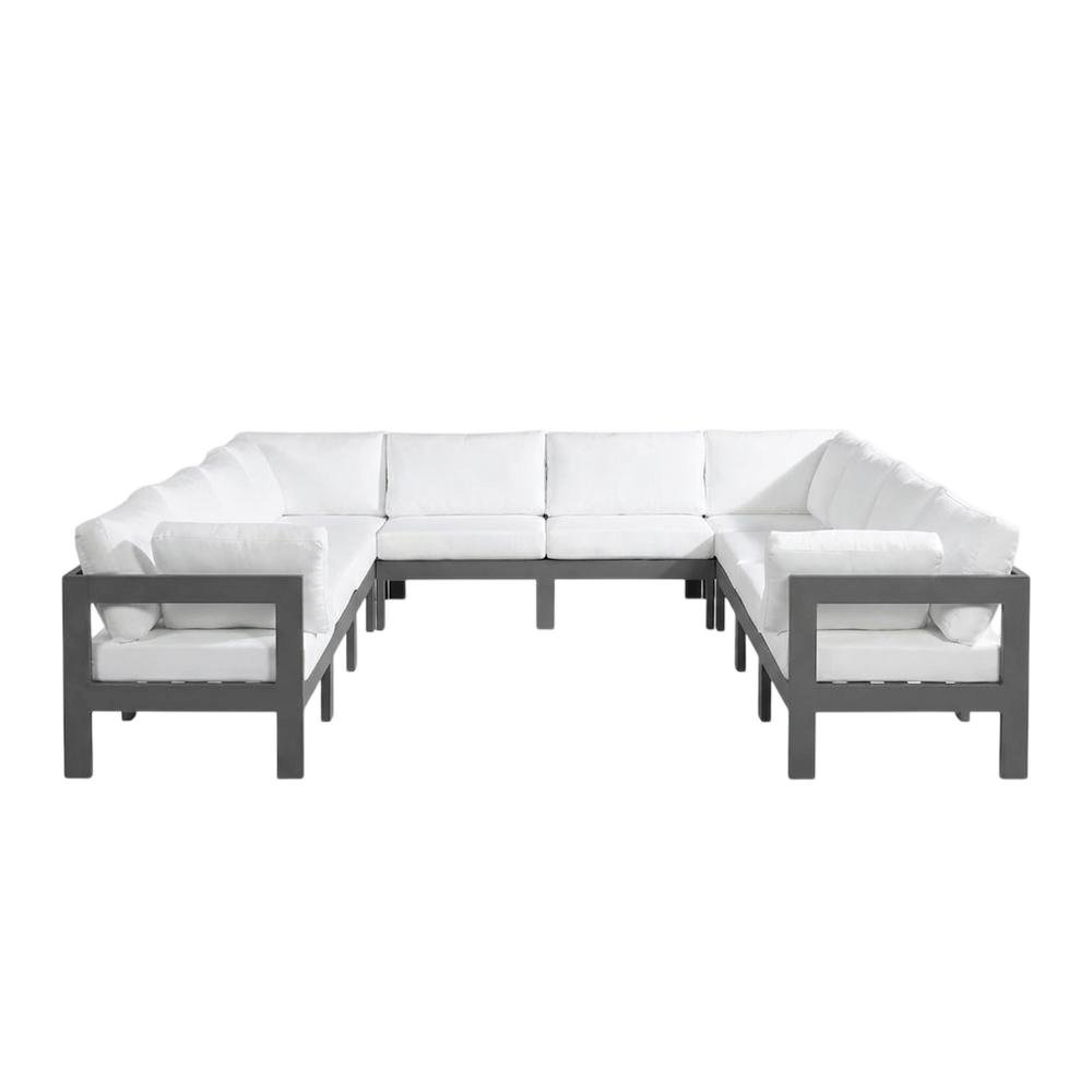 White Fabric Outdoor Modular Sectional With Contemporary Style. Picture 4