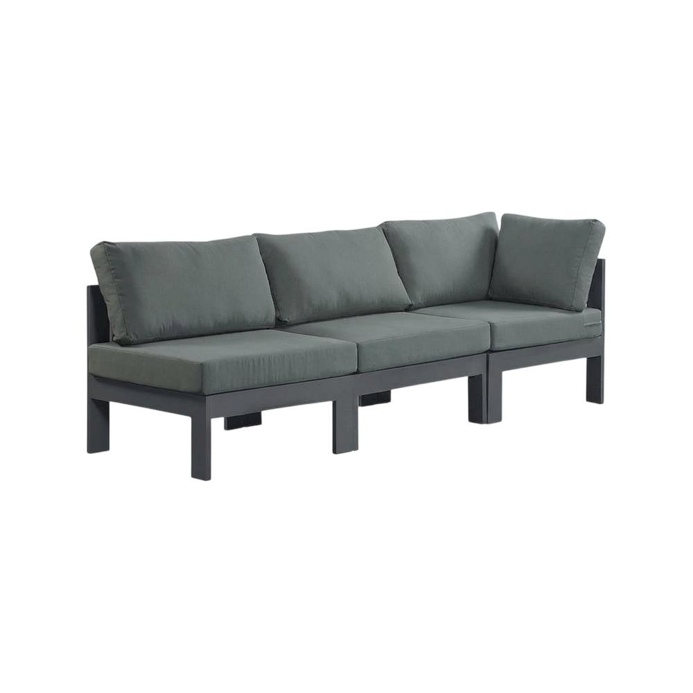 Gray Fabric Outdoor Patio Modular Sofa, Contemporary Style, Cushioned Seating. Picture 1