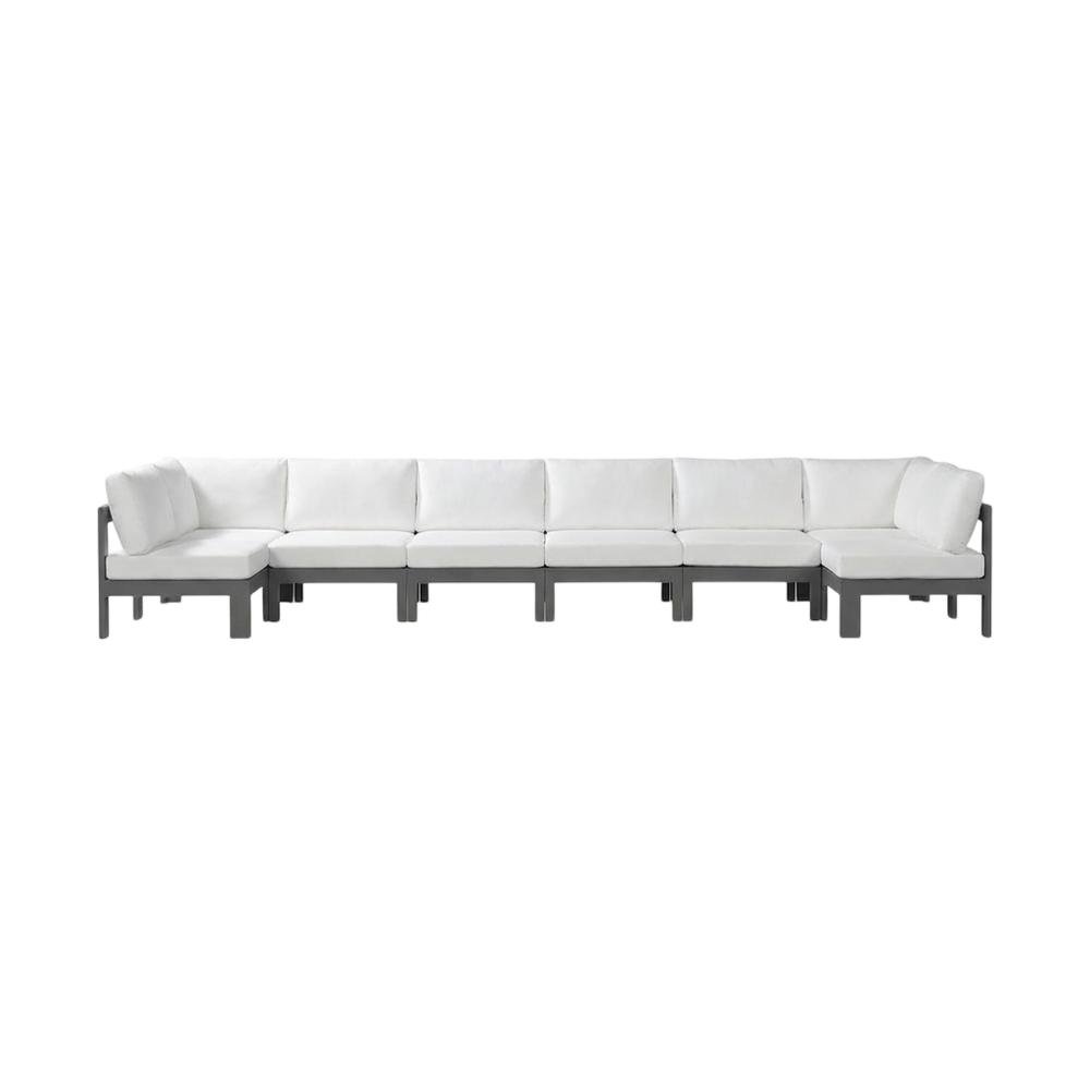 White Fabric Outdoor Patio Modular Sectional With Contemporary Design. Picture 4