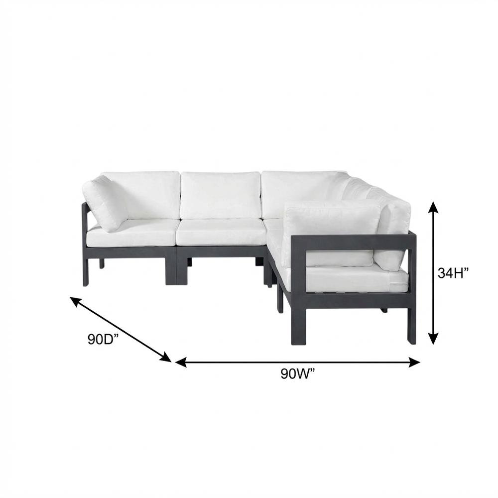 White Fabric Outdoor Patio Modular Sectional For Contemporary Lounge Comfort. Picture 7