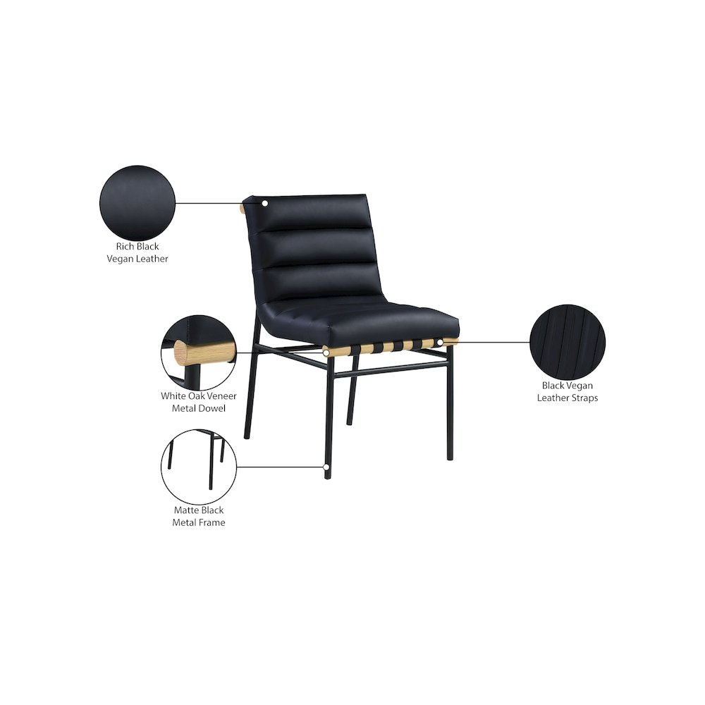 Burke Black Vegan Leather Dining Chair, Set of 2. Picture 7