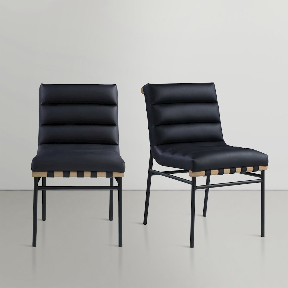 Burke Black Vegan Leather Dining Chair, Set of 2. Picture 5