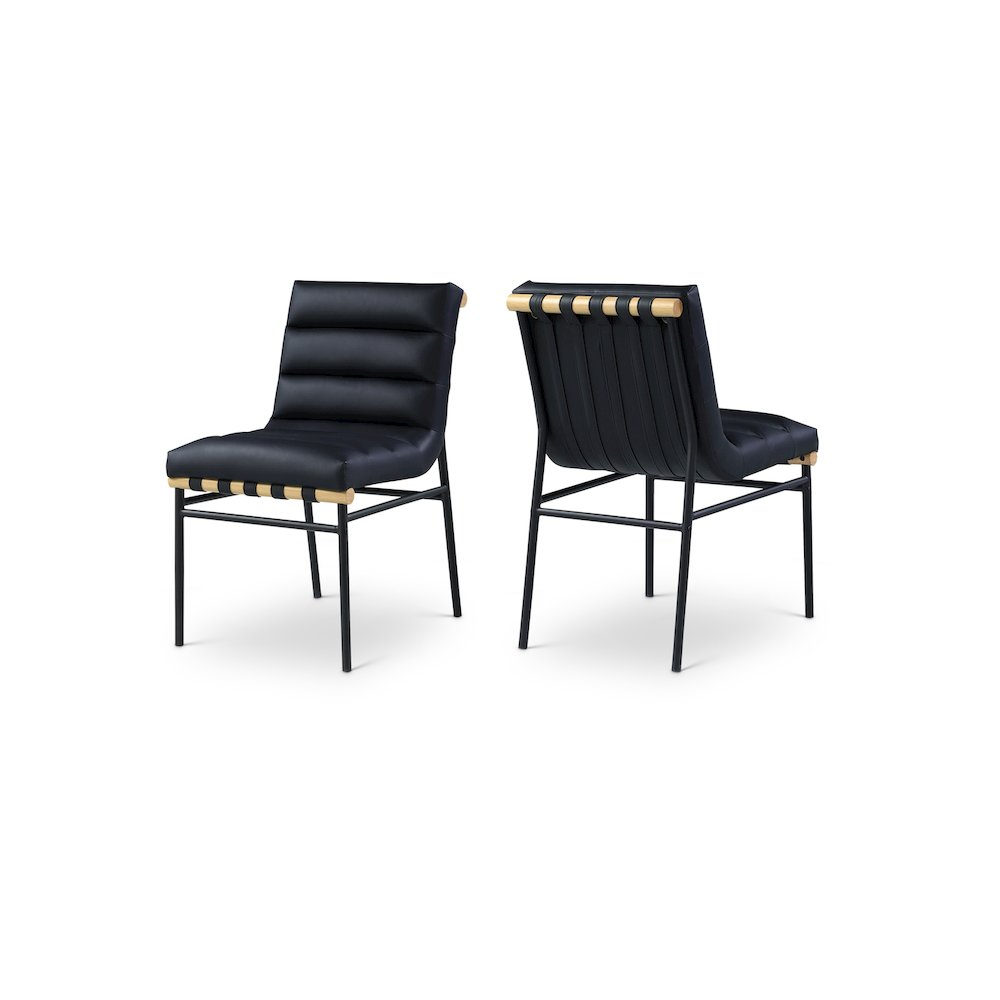 Burke Black Vegan Leather Dining Chair, Set of 2. Picture 1