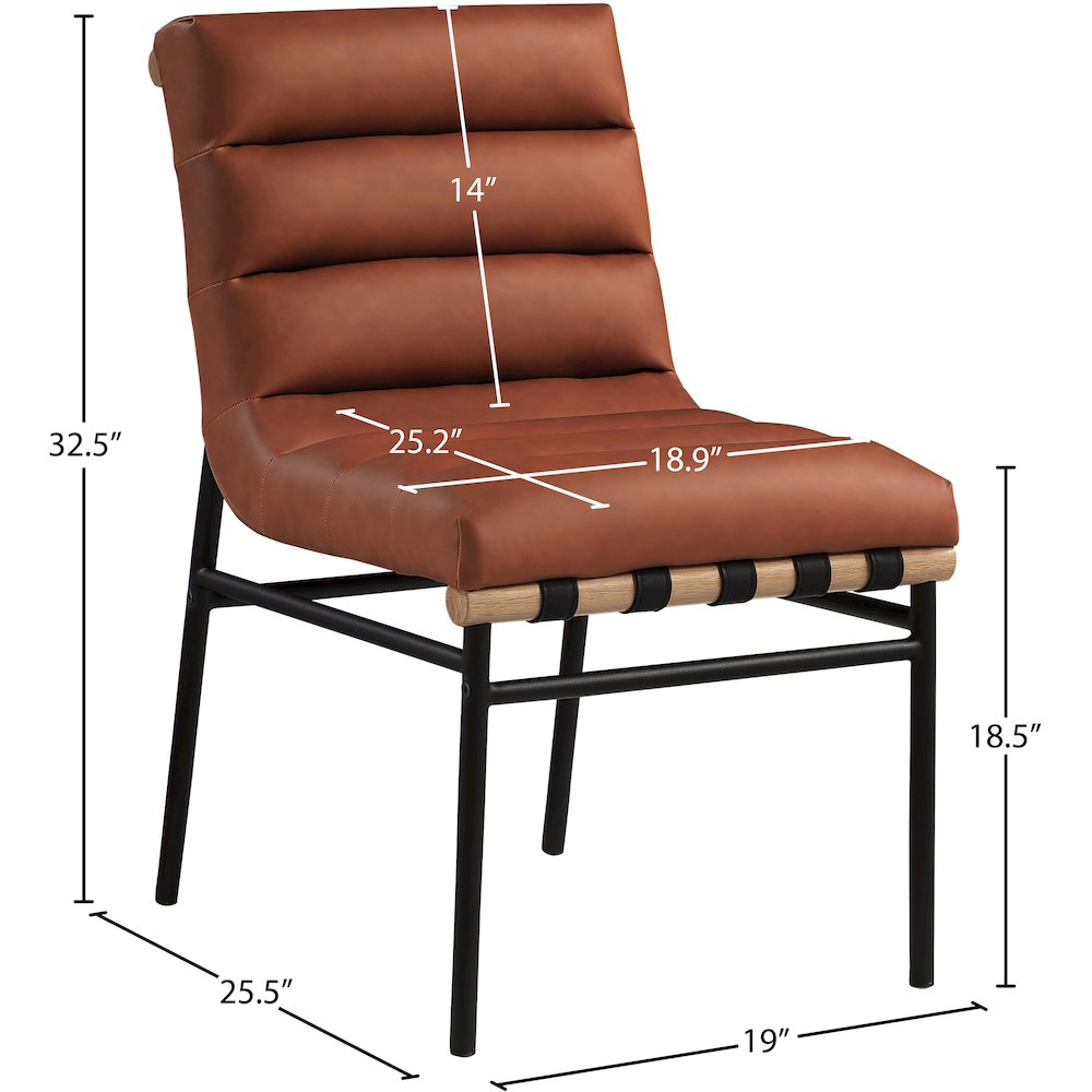 Burke Cognac Vegan Leather Dining Chair, Set of 2. Picture 6