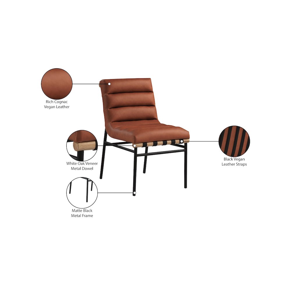 Burke Cognac Vegan Leather Dining Chair, Set of 2. Picture 7