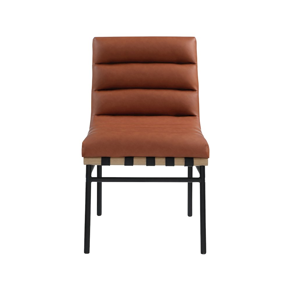 Burke Cognac Vegan Leather Dining Chair, Set of 2. Picture 2