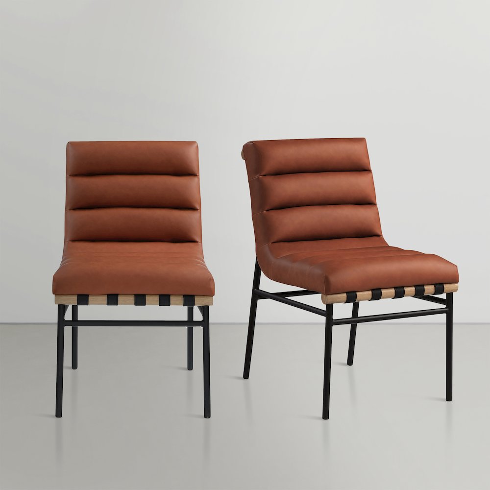 Burke Cognac Vegan Leather Dining Chair, Set of 2. Picture 5