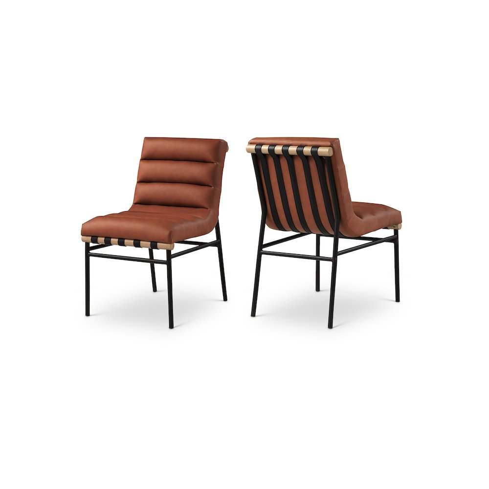 Burke Cognac Vegan Leather Dining Chair, Set of 2. Picture 1