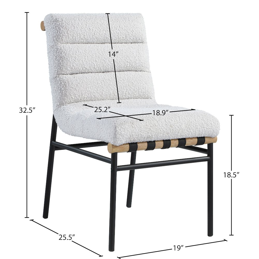Burke Cream Boucle Fabric Dining Chair, Set of 2. Picture 6