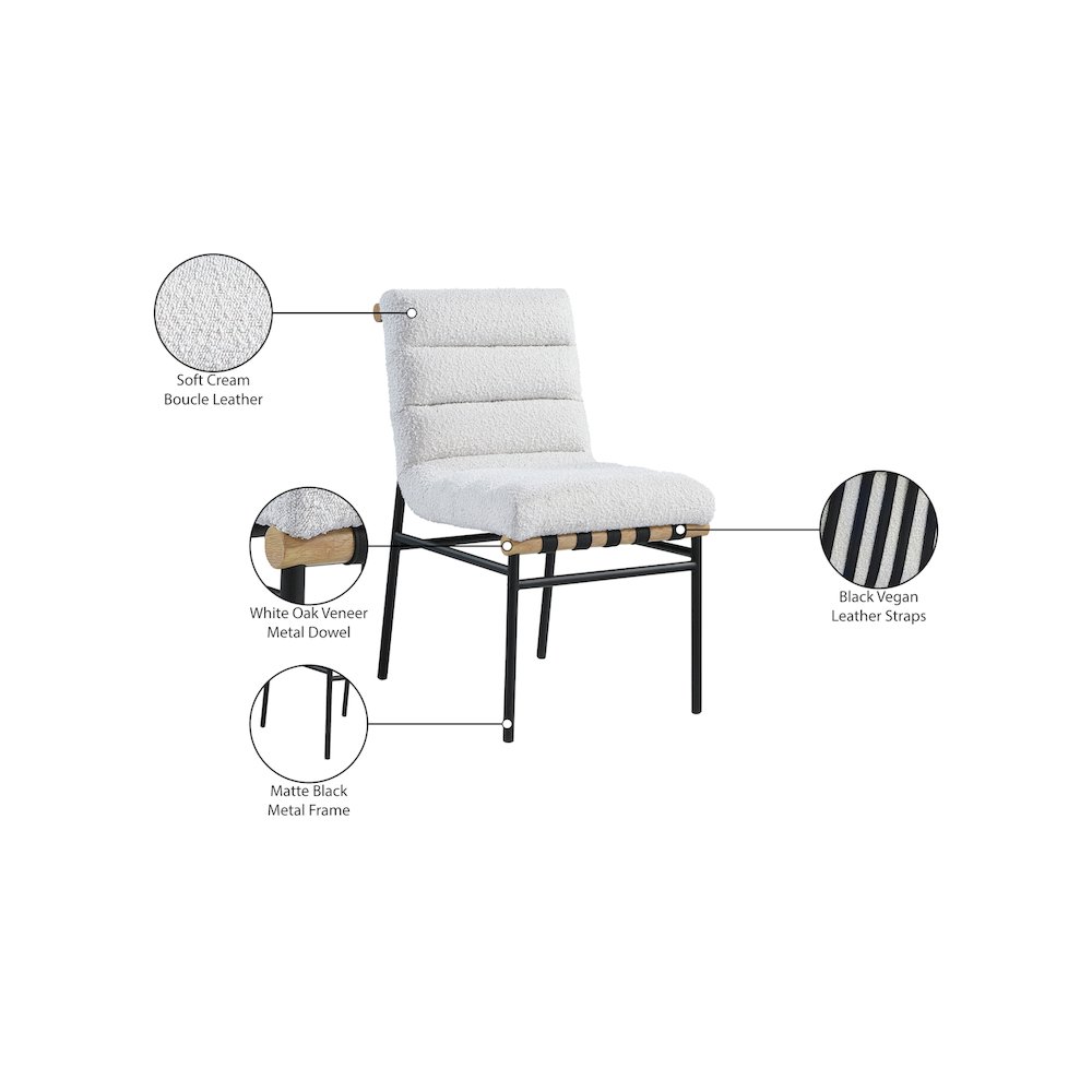 Burke Cream Boucle Fabric Dining Chair, Set of 2. Picture 7