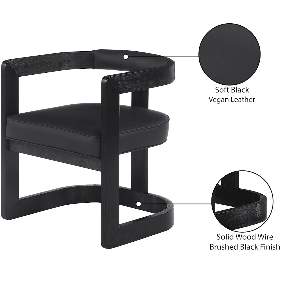 Manchester Black Vegan Leather Dining Chair. Picture 8