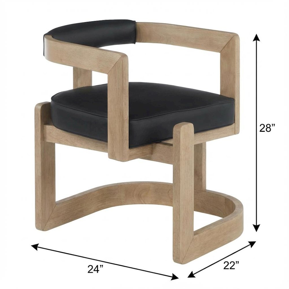 Dining Chair Neutral Wire Brush with Vegan Leather Seat and Contemporary Design. Picture 4