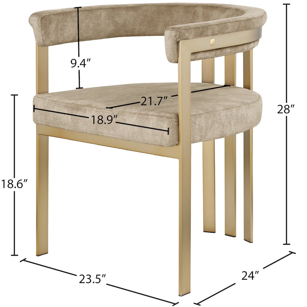 Marcello Beige Velvet Dining Chair, Set of 2. Picture 6