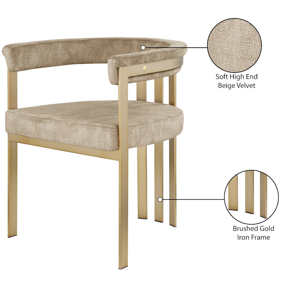 Marcello Beige Velvet Dining Chair, Set of 2. Picture 7