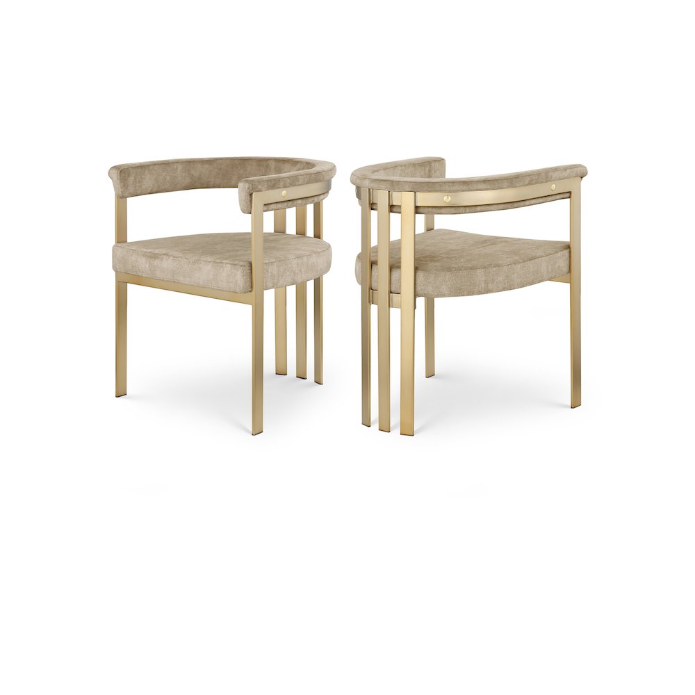 Marcello Beige Velvet Dining Chair, Set of 2. Picture 1