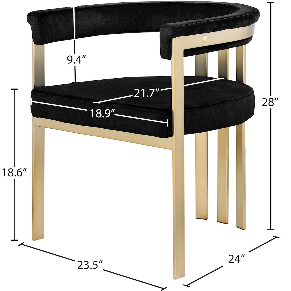 Marcello Black Velvet Dining Chair, Set of 2. Picture 6