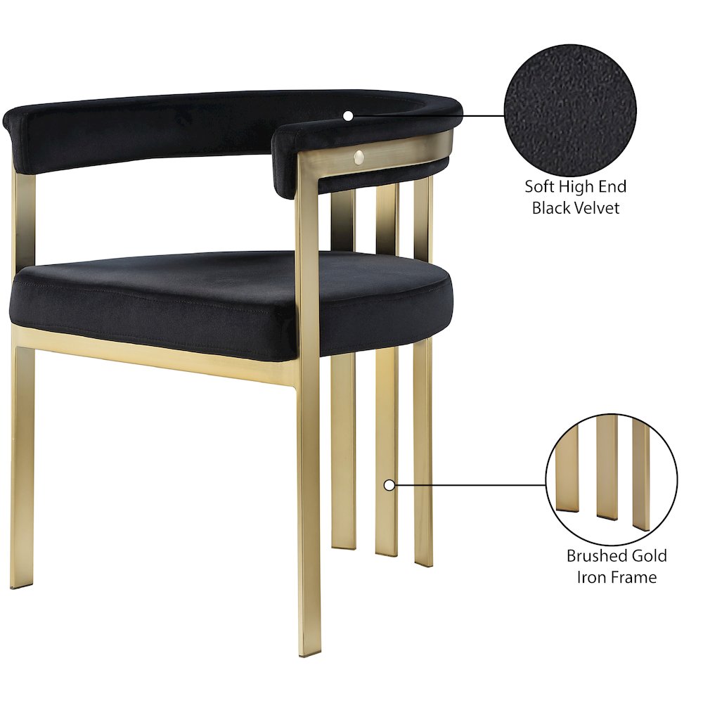 Marcello Black Velvet Dining Chair, Set of 2. Picture 7