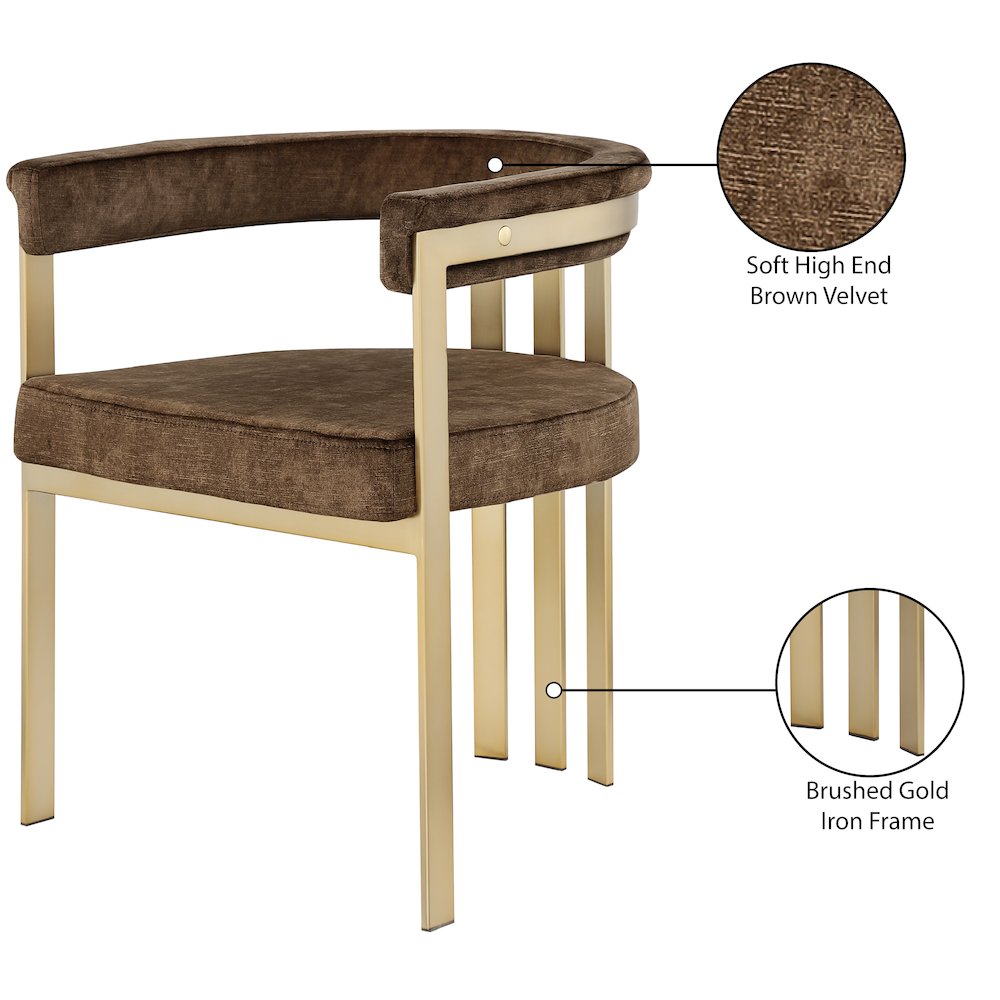 Marcello Brown Velvet Dining Chair, Set of 2. Picture 7