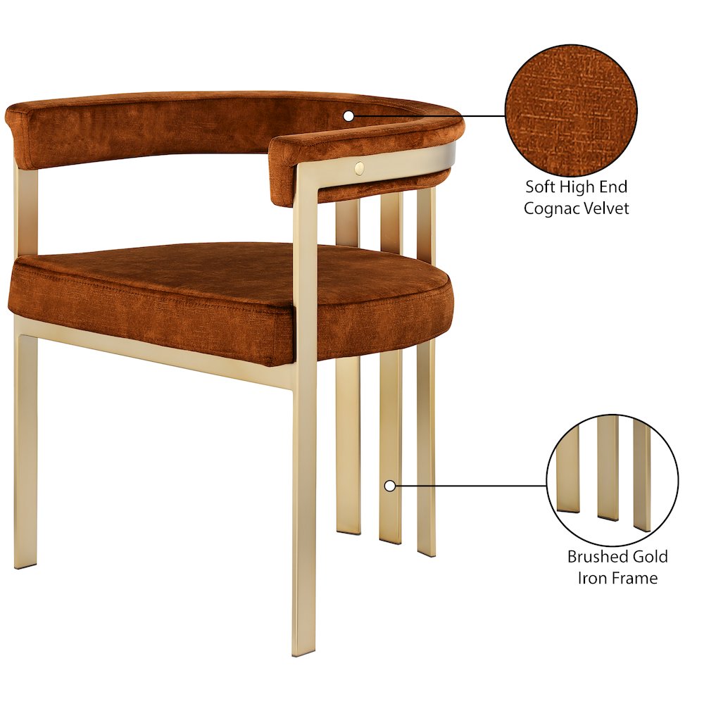 Marcello Cognac Velvet Dining Chair, Set of 2. Picture 7