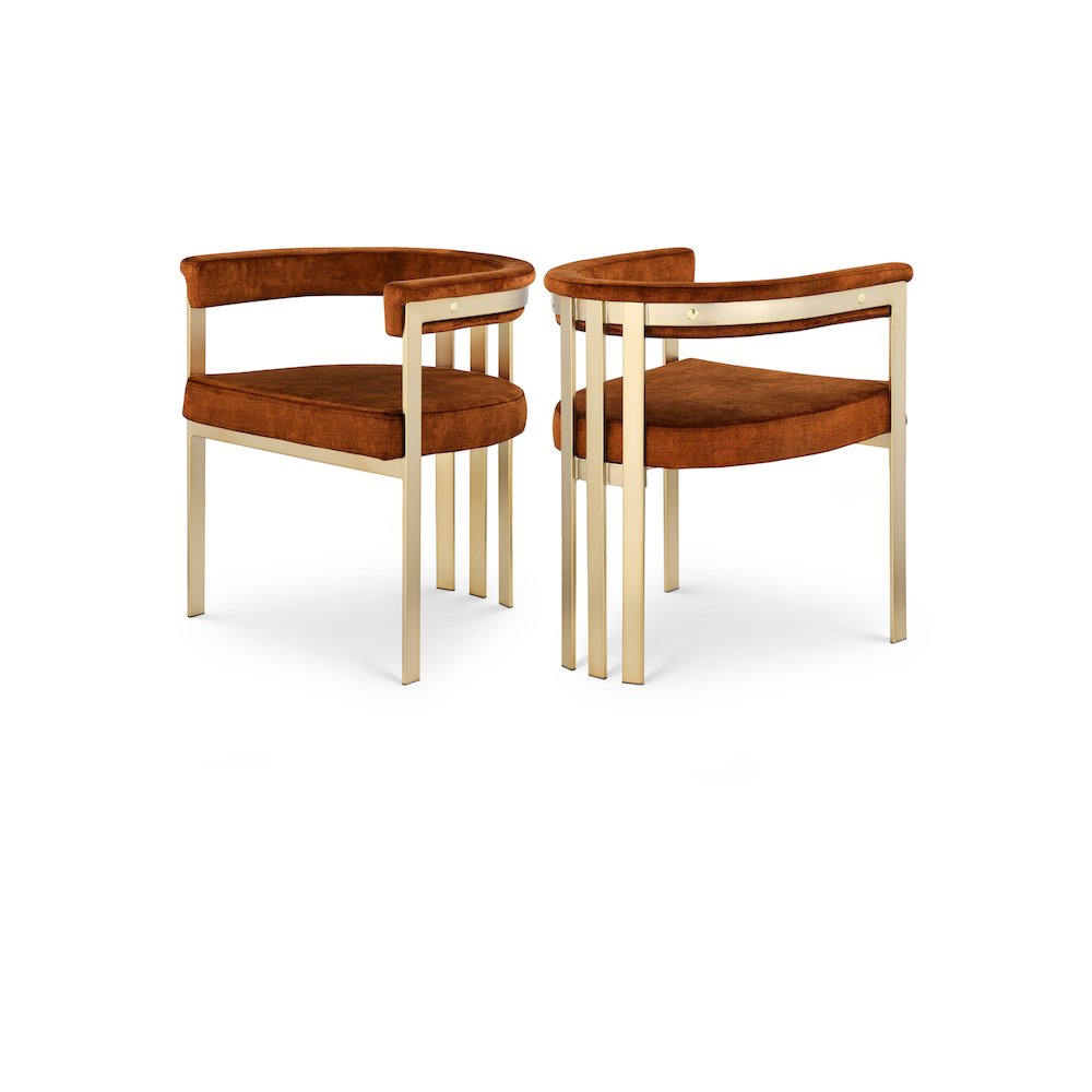Marcello Cognac Velvet Dining Chair, Set of 2. Picture 1