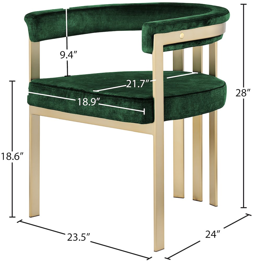 Marcello Green Velvet Dining Chair, Set of 2. Picture 6