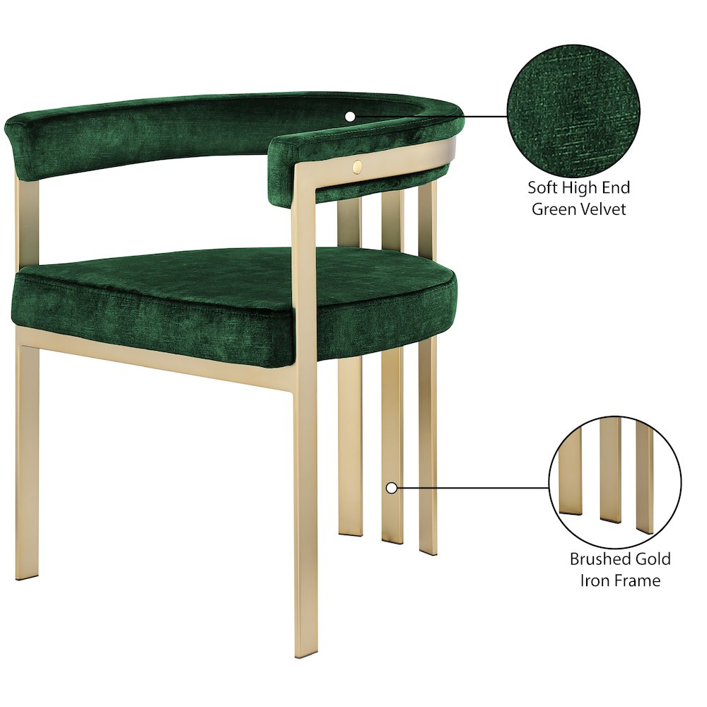 Marcello Green Velvet Dining Chair, Set of 2. Picture 7