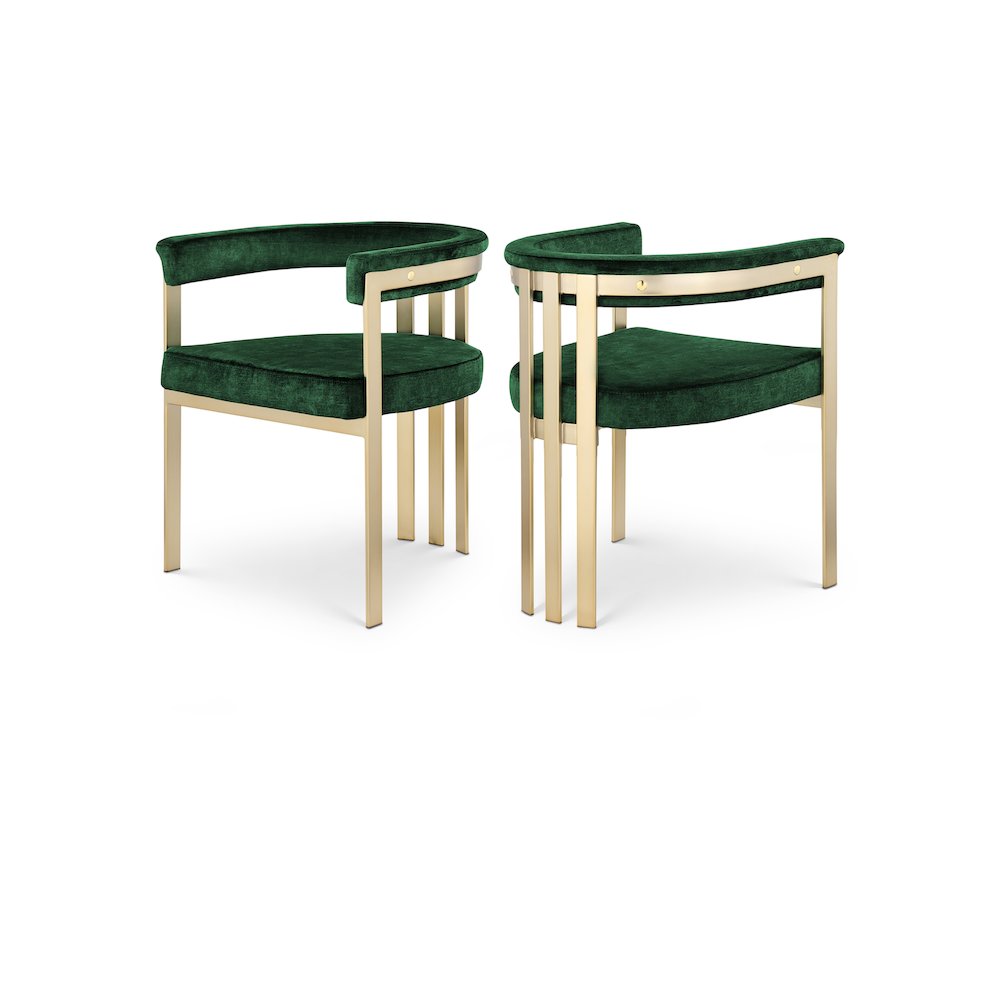 Marcello Green Velvet Dining Chair, Set of 2. Picture 1