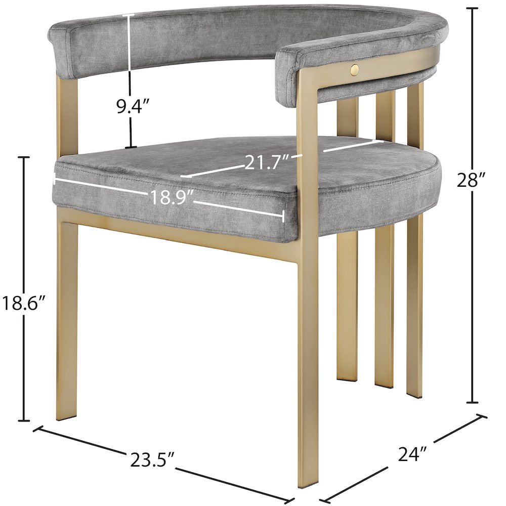 Marcello Grey Velvet Dining Chair, Set of 2. Picture 6