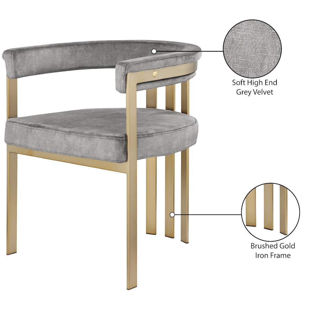 Marcello Grey Velvet Dining Chair, Set of 2. Picture 7
