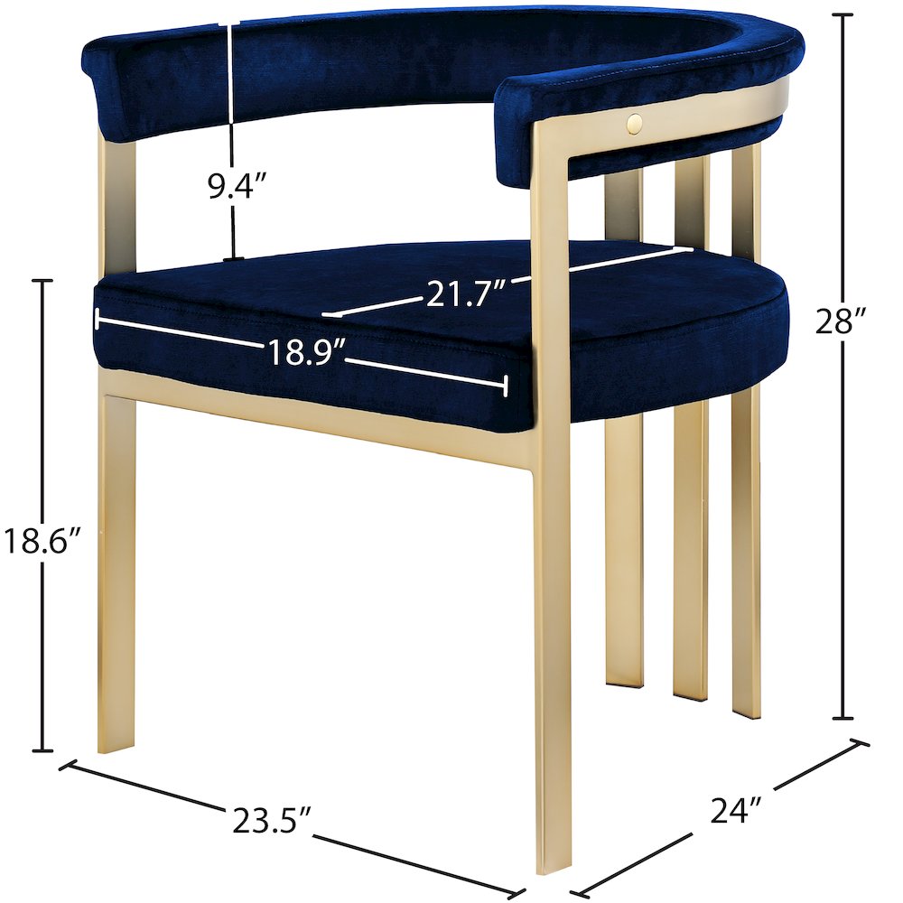 Marcello Navy Velvet Dining Chair, Set of 2. Picture 6